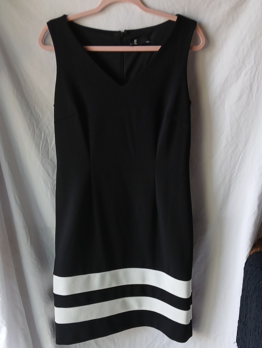 Leslie Fay Black Dress with White Band Hem